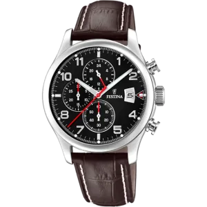 Festina Timeless Chronograph Leather Chronograph Mens Watch I Model F20375/6 Quartz Movement