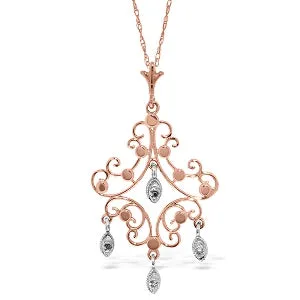 14K Solid Rose Gold Chandelier Necklace w/ Diamonds