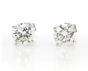 14K White Gold Diamond Stud Earrings, 2.03 Carat tw