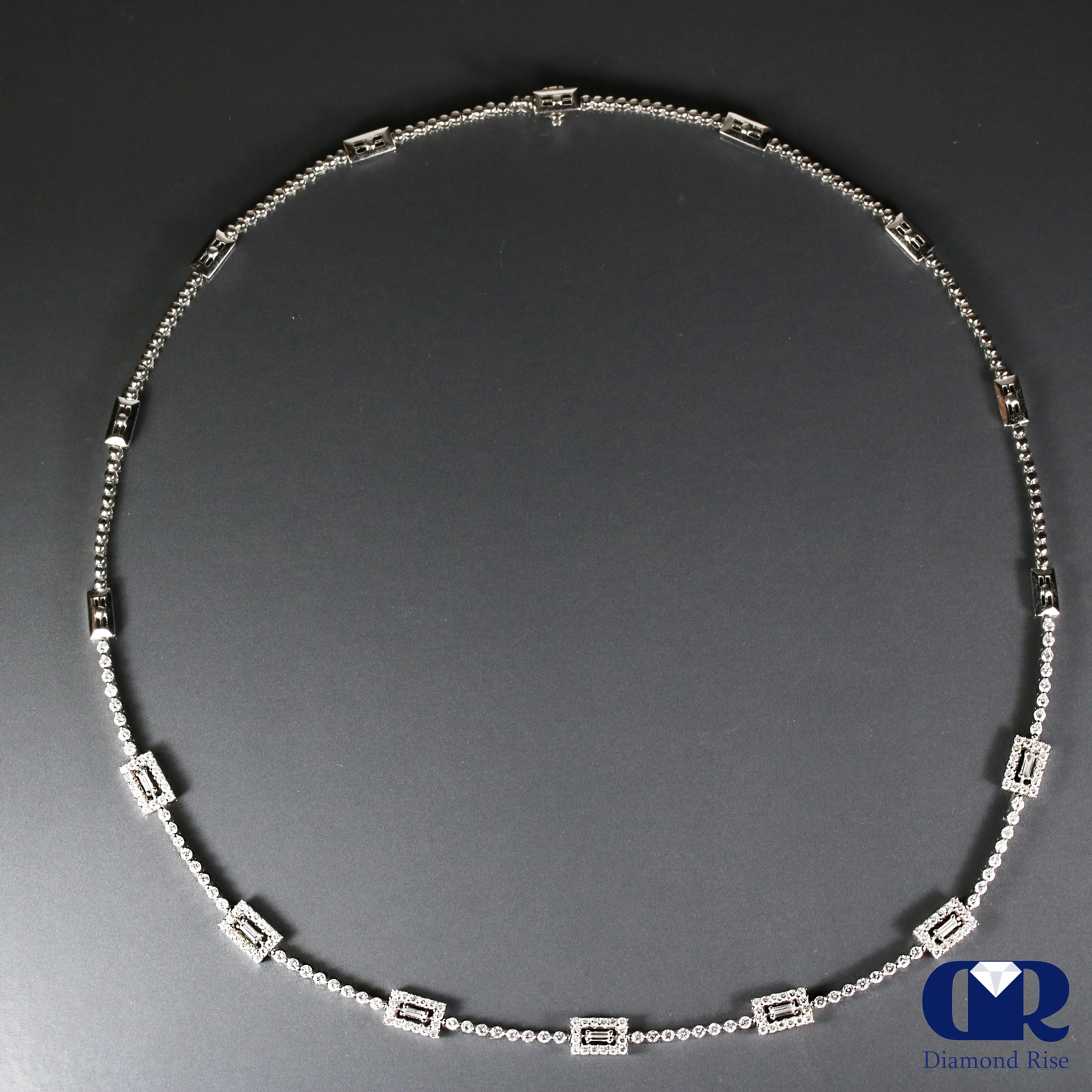 2.25 Carat Diamond Necklace 18K White Gold 16"