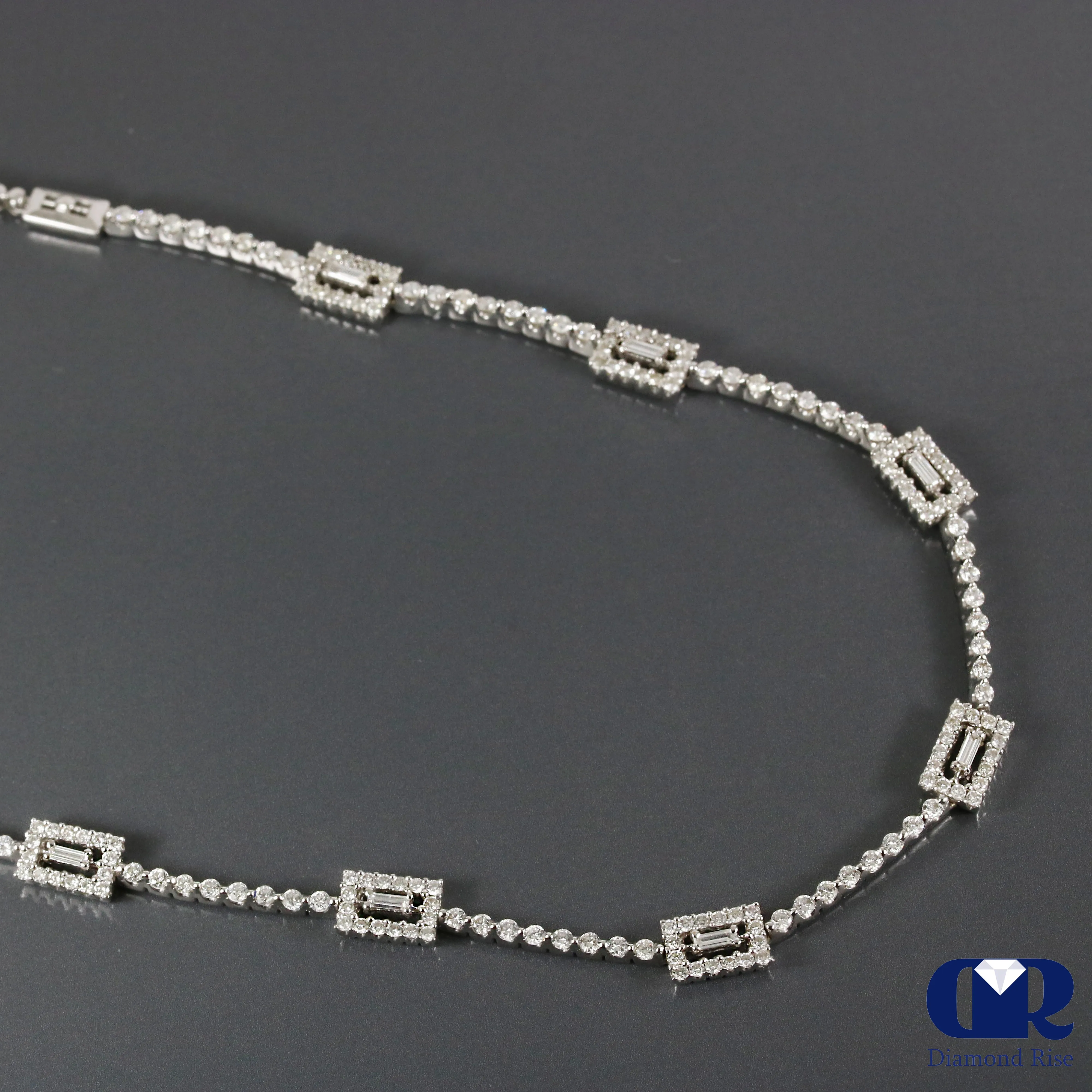 2.25 Carat Diamond Necklace 18K White Gold 16"