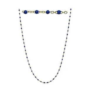 2mm Enamel Beaded Necklace: Lapis Vermeil or Plated (_NG7004LP)