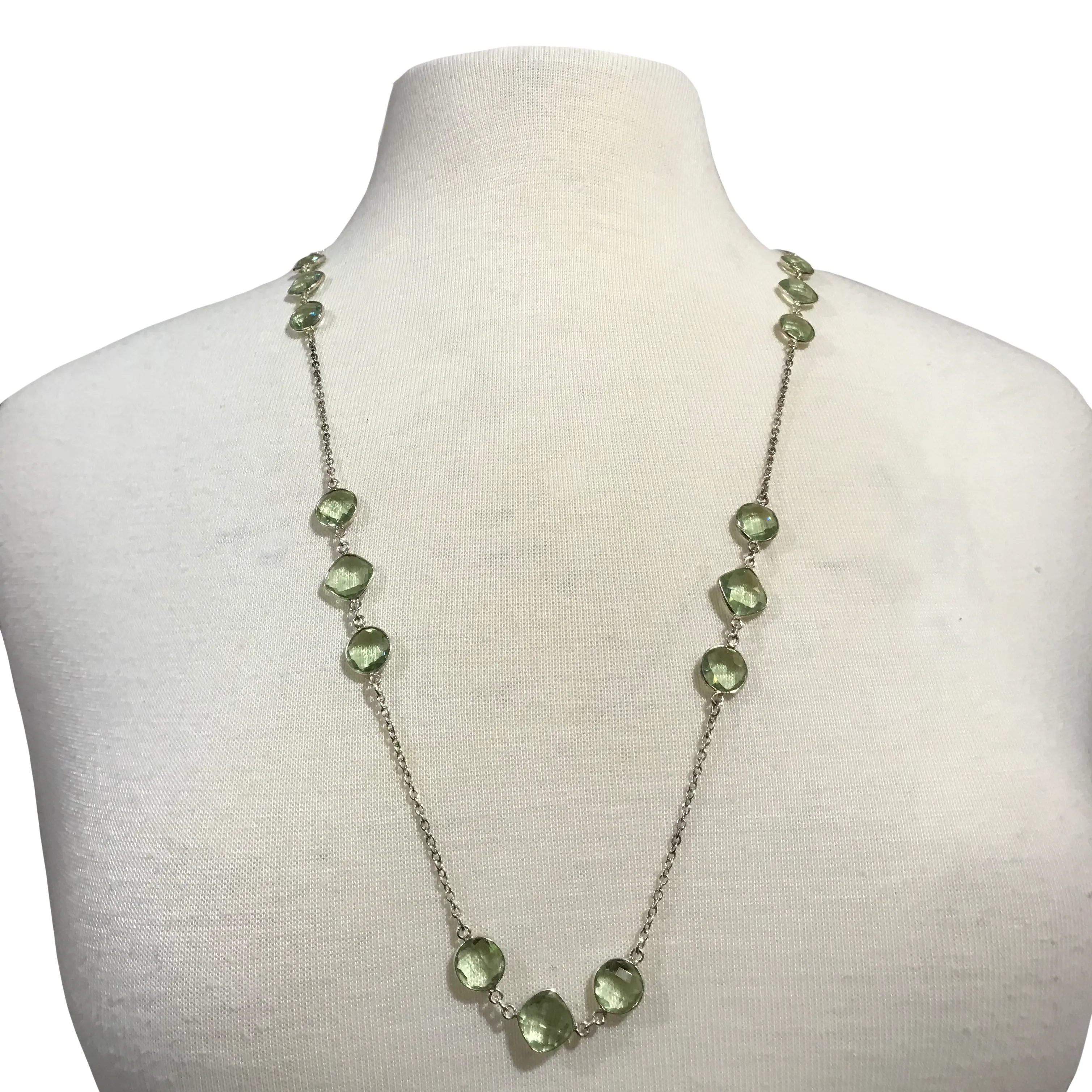 32" Faceted Green Sapphire Necklace