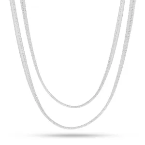 5mm White Gold Thick Herringbone Choker Set