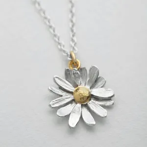 Alex Monroe Silver and Gold Daisy Necklace