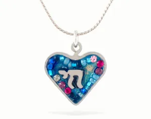 Blue Heart and Chai Necklace