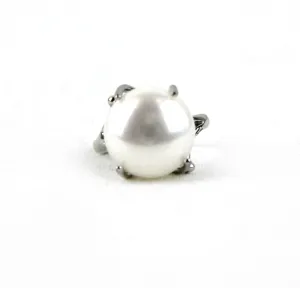 Bold Genuine Pearl Sterling Silver Ring