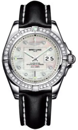 Breitling - Galactic 41 Stainless Steel - Diamond Bezel - Leather Strap