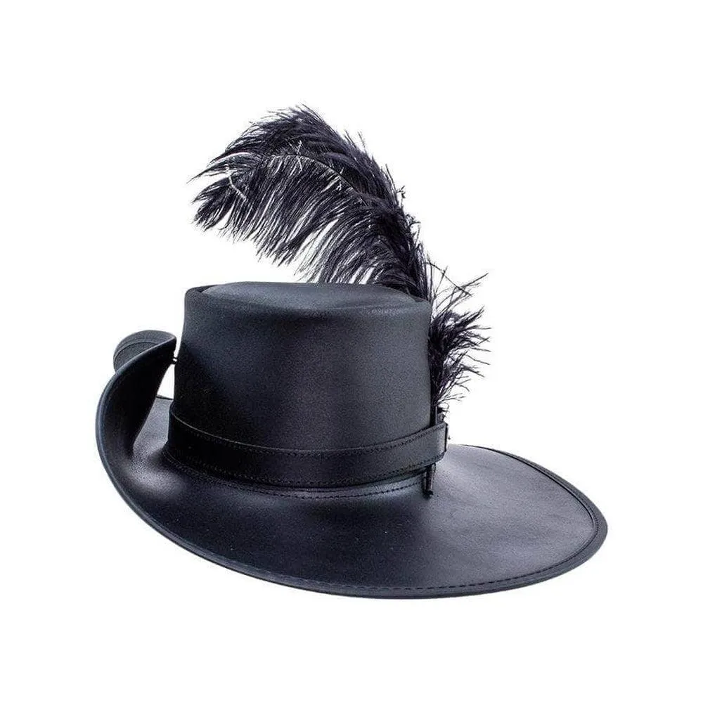 Cavalier Feather | Mens Renaissance Fair Leather Hat