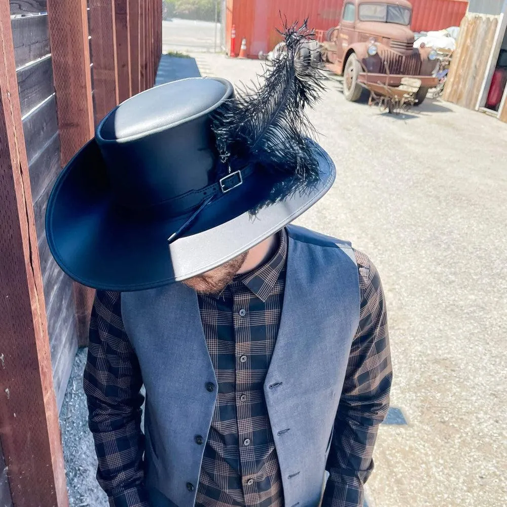 Cavalier Feather | Mens Renaissance Fair Leather Hat