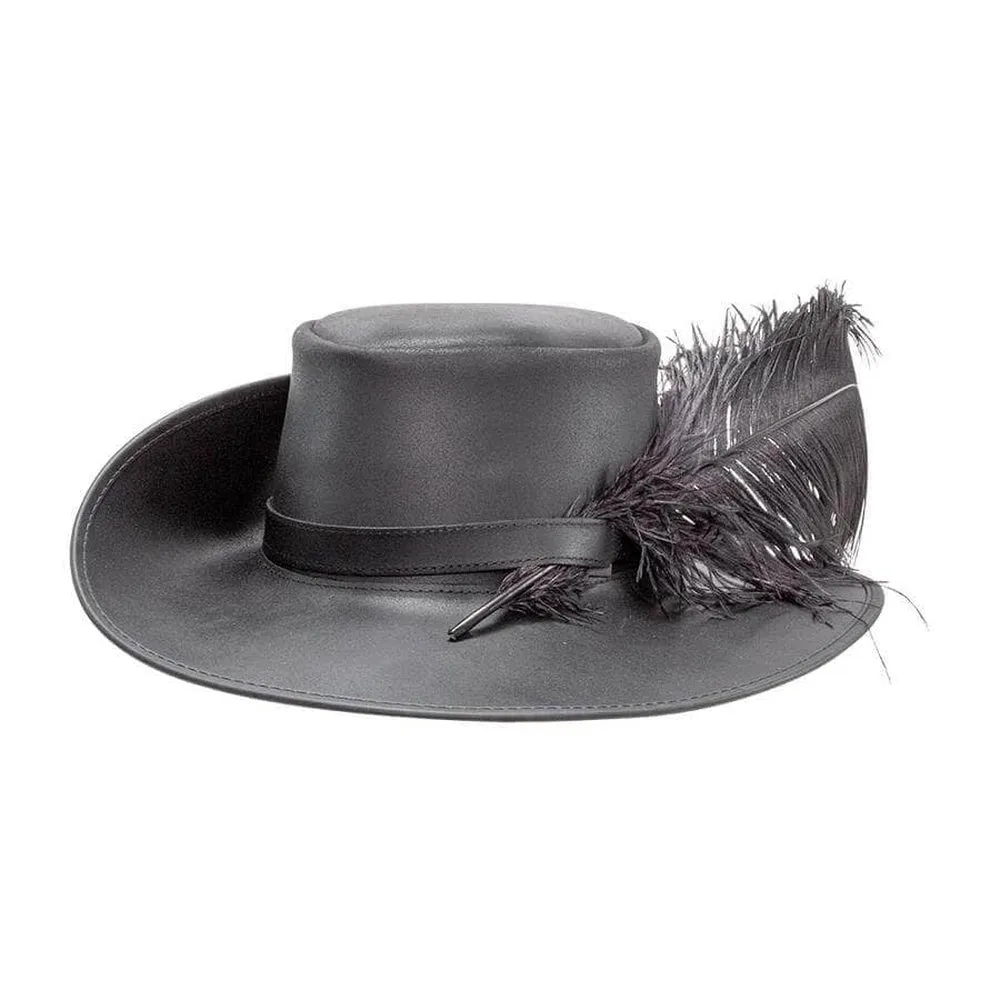 Cavalier Feather | Mens Renaissance Fair Leather Hat