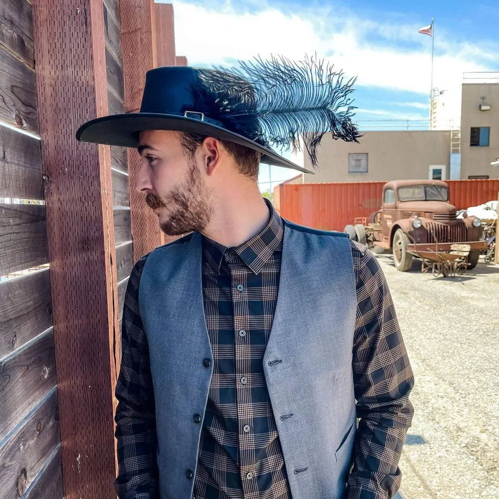 Cavalier Feather | Mens Renaissance Fair Leather Hat