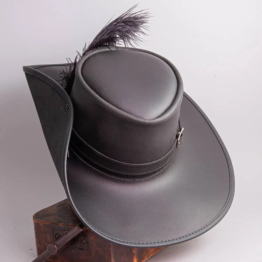 Cavalier Feather | Mens Renaissance Fair Leather Hat