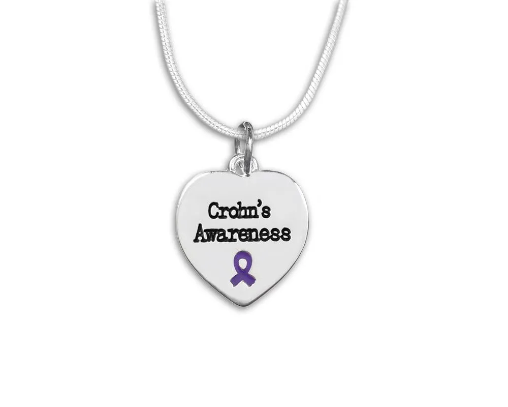 Crohn's Disease Awareness Heart Necklaces