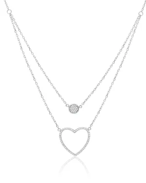 CZ Double Heart Cz Necklace in Sterling Silver