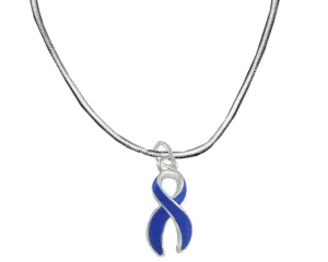 Dark Blue Ribbon Awareness Necklaces