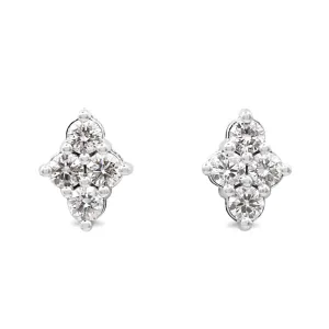 Diamond Cluster Earrings - 18ct White Gold