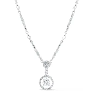 Diamond Halo Necklace with Twist Links