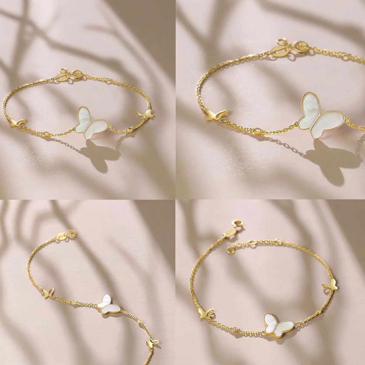 FANCIME "Fairy Pearl" Butterfly 14K Yellow Gold Bracelet