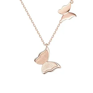 FANCIME "Twinkling Kiss" Butterfly 14K Rose Gold Necklace