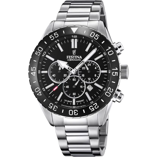 Festina Ceramic Chronograph Mens Watch I Model F20575/3 Quartz Movement