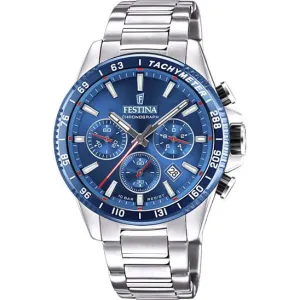 Festina Timeless Chronograph Stainless Steel Chronograph Mens Watch I Model F20560/3 Quartz Movement