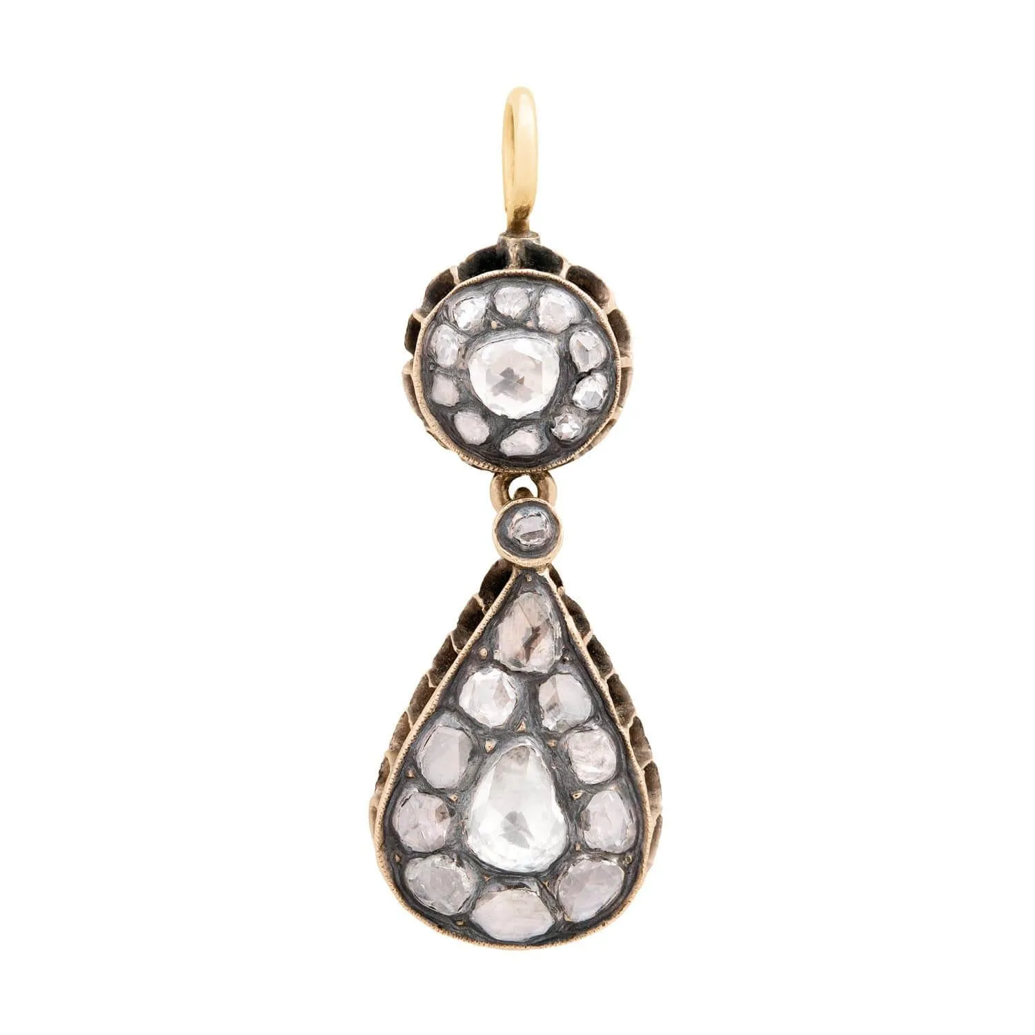 Georgian 15k Rose Cut Diamond Drop Pendant