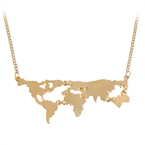 Globe World Map Pendant Long Necklaces Gold Silver Black Simple Charm Creative Earth Jewelry Gift For Teacher Student Lovers