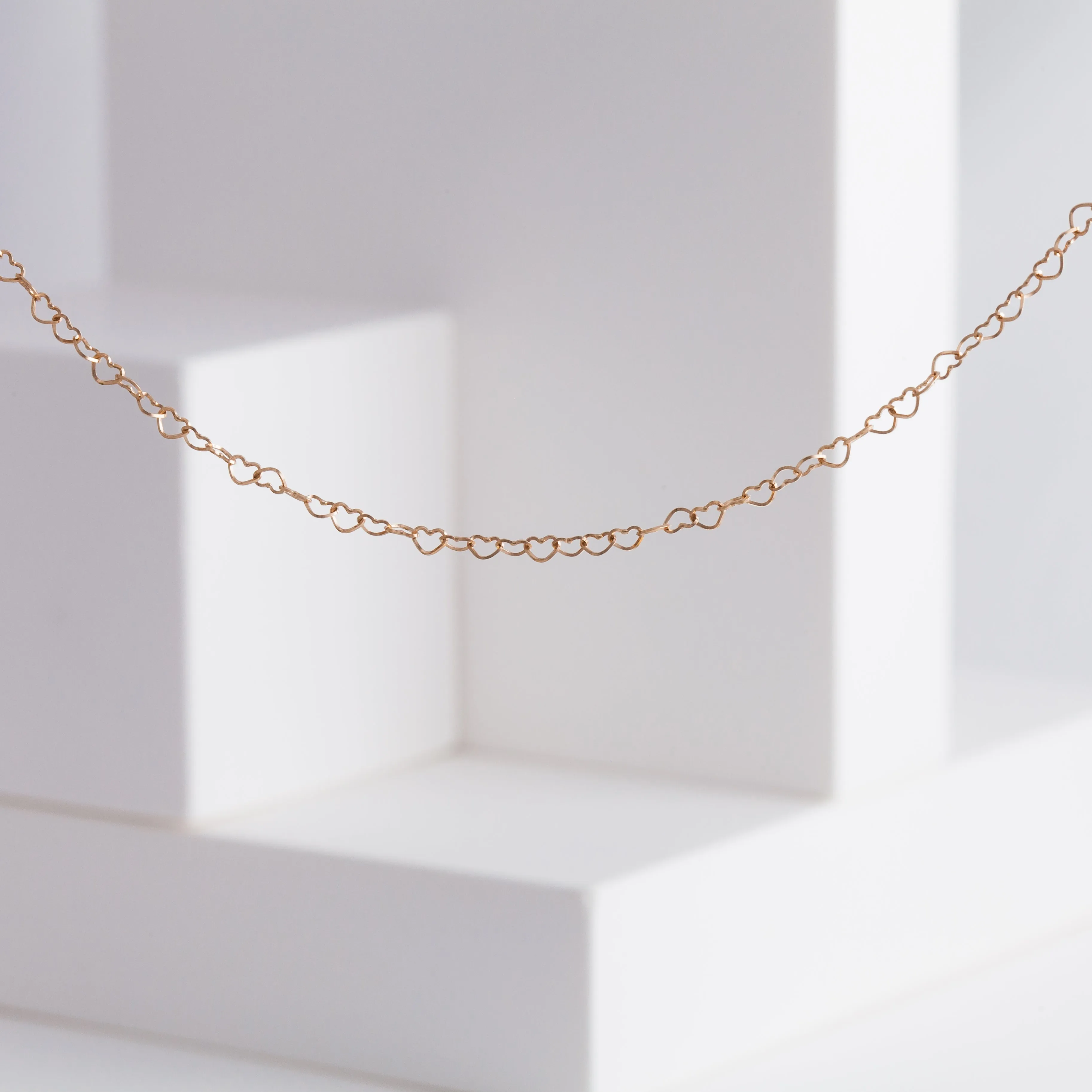 Heart chain long necklace (rose gold)