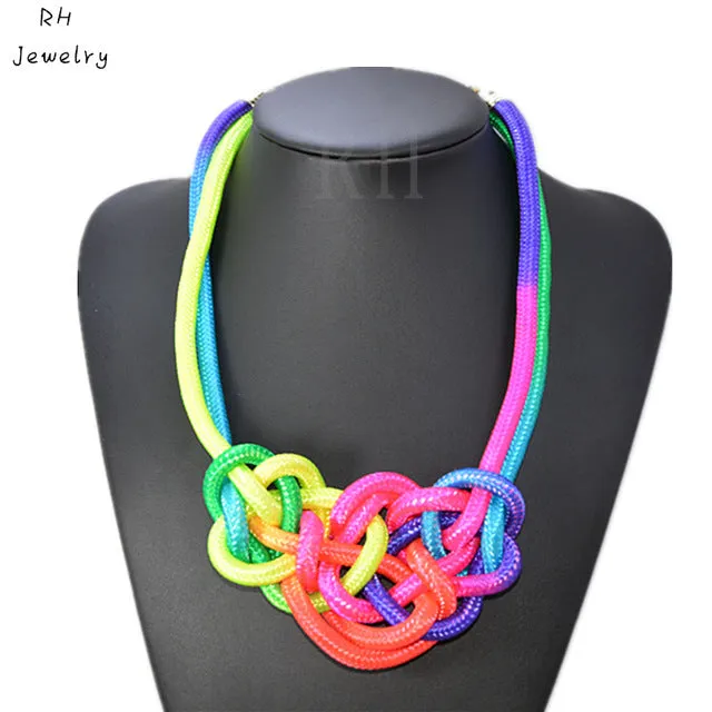 Hot Fashion Pendant Choker Necklace For multicolor Creative Women Cotton Handwoven Rope Jewelry Charm Chinese Knot Necklace