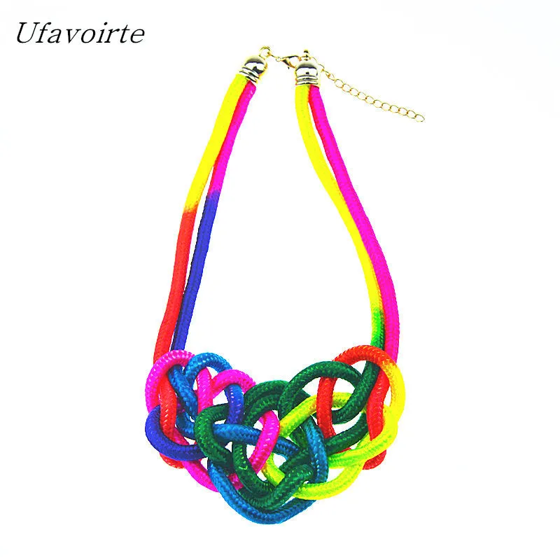 Hot Fashion Pendant Choker Necklace For multicolor Creative Women Cotton Handwoven Rope Jewelry Charm Chinese Knot Necklace