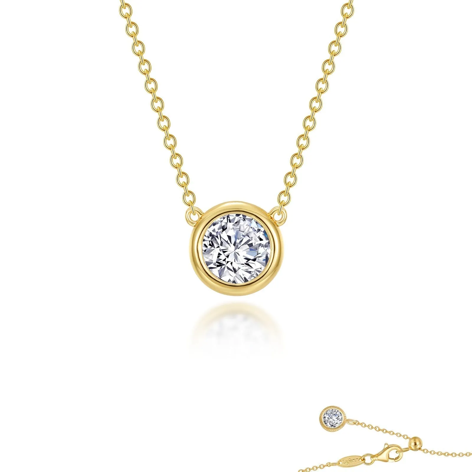 Lafonn Simulated Diamond 1.25ct Bezel Set Solitaire Necklace N0295CLG