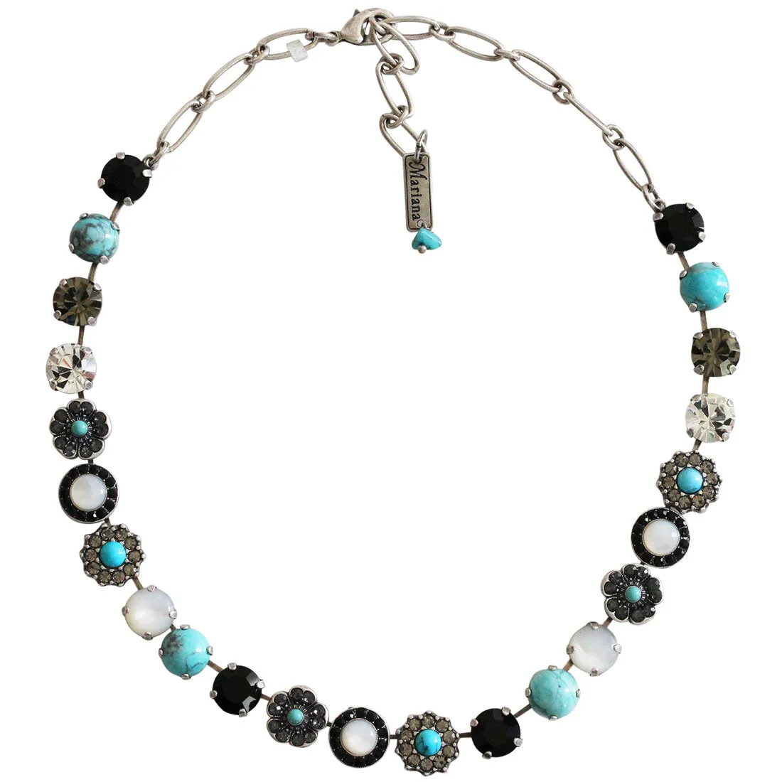 Mariana "Zanzibar" Silver Plated Lovable Mixed Element Crystal Necklace, 3045/1 m1081