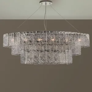 Metre-Wide Mid-Century Martellato Glass Chandelier