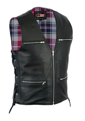 New Mens Biker Motorcycle Real Leather Waistcoat/Vest