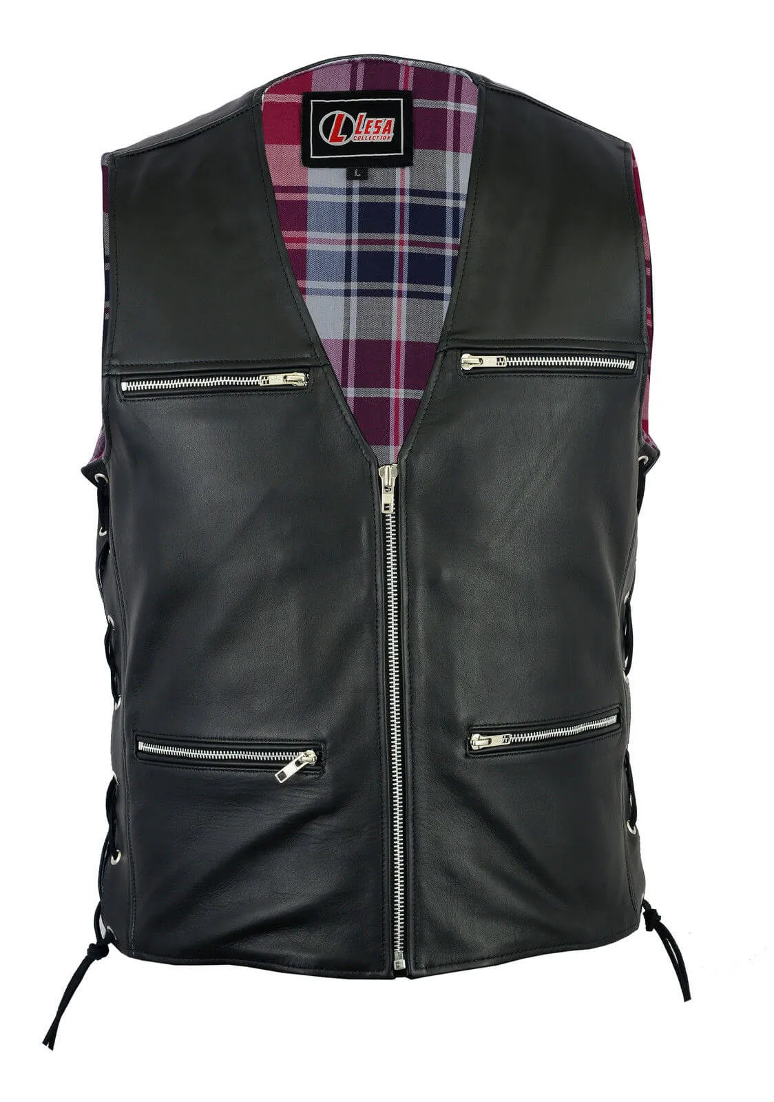 New Mens Biker Motorcycle Real Leather Waistcoat/Vest