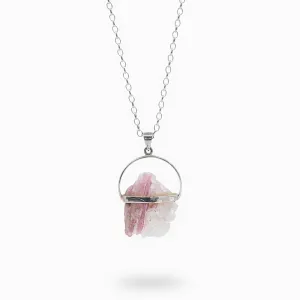 Pink Tourmaline In Quartz Pendant