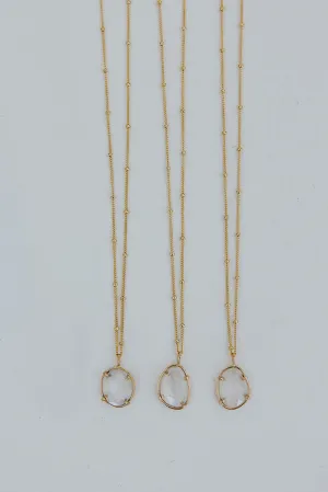 Prong Set Rose Cut Moonstone Necklace