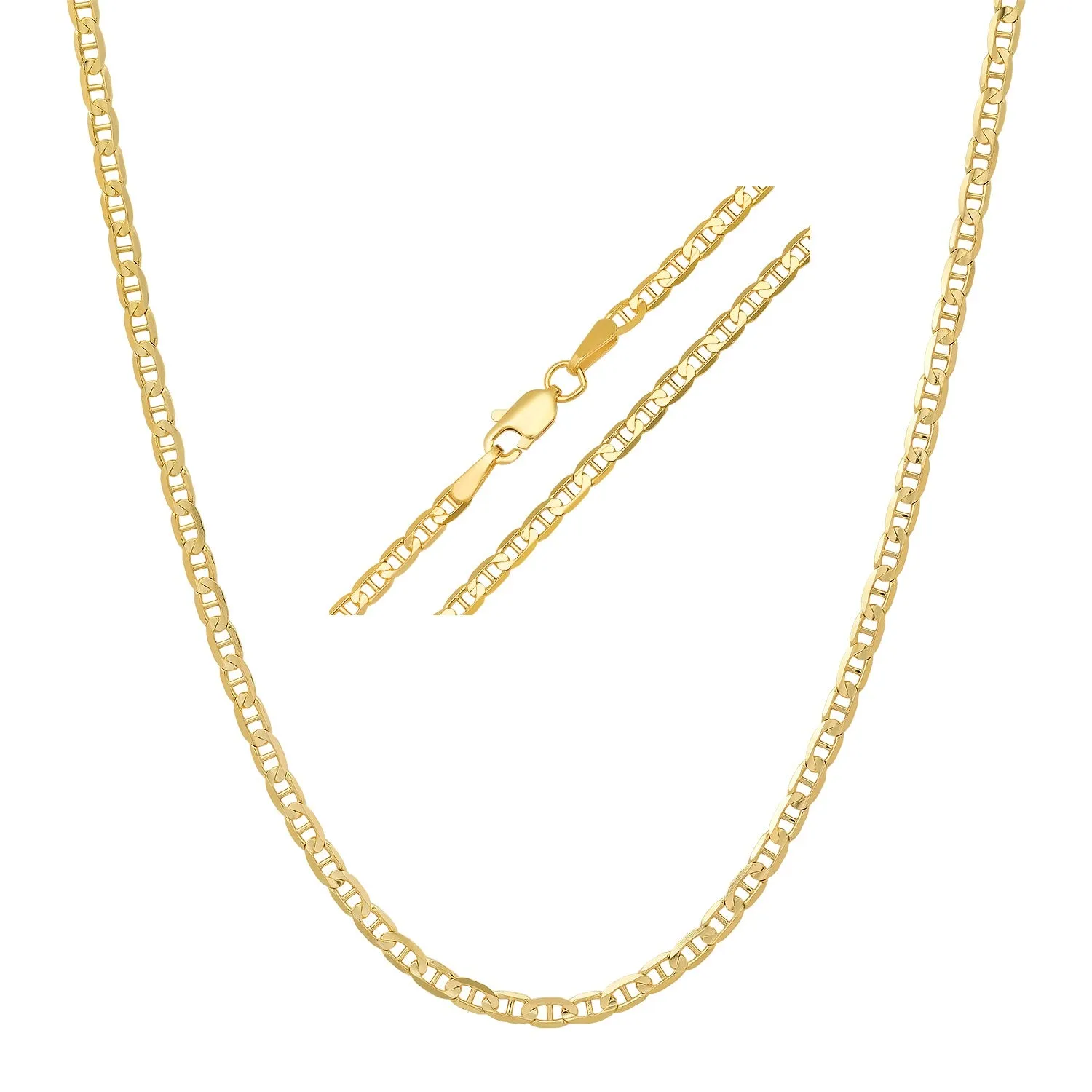 Real 14k Gold Unisex Thin Gucci Mariner Chain Necklace