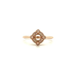 Ring Setting with Diamond Halo in 14K Rose Gold