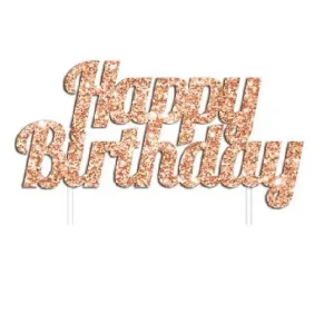 Rose Gold Glitter Happy Birthday Cake Topper