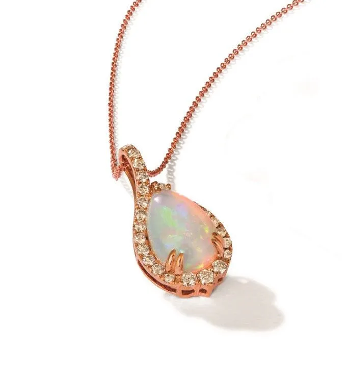 Rose Gold Opal Pendant with Nude Diamonds