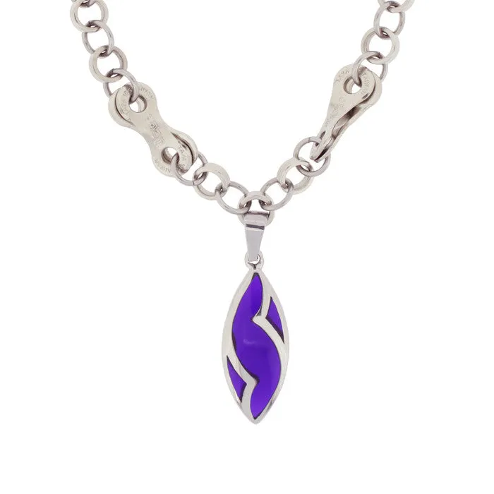 Stainless Steel Purple Pendant Necklace