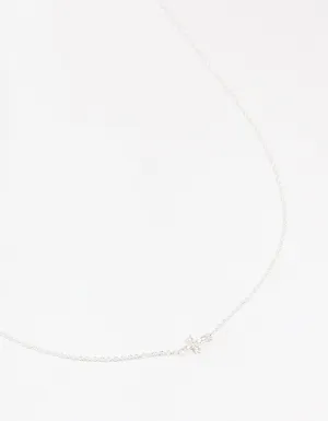 Sterling Silver Cubic Zirconia Mini Cross Pendant Necklace