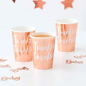 Twinkle Twinkle Paper Cups Rose Gold Foiled 9oz